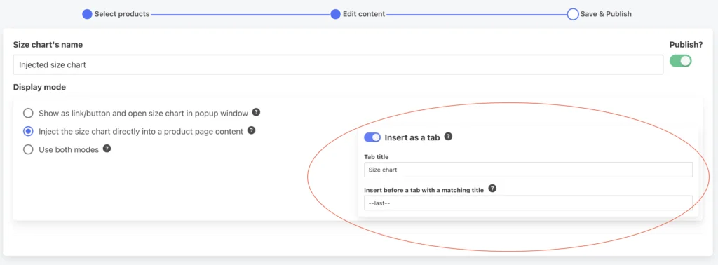 How to inject a size chart into a product page content? 18 Automatically adding a new tab