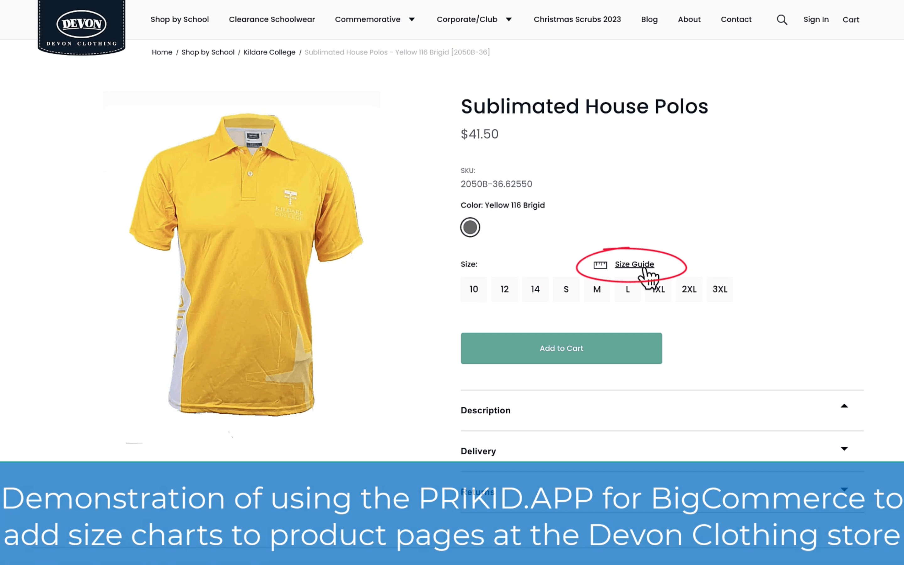 Boost Sales with Dynamic Size Charts & Popups for Devon Clothing | PRIKID.APP Demo