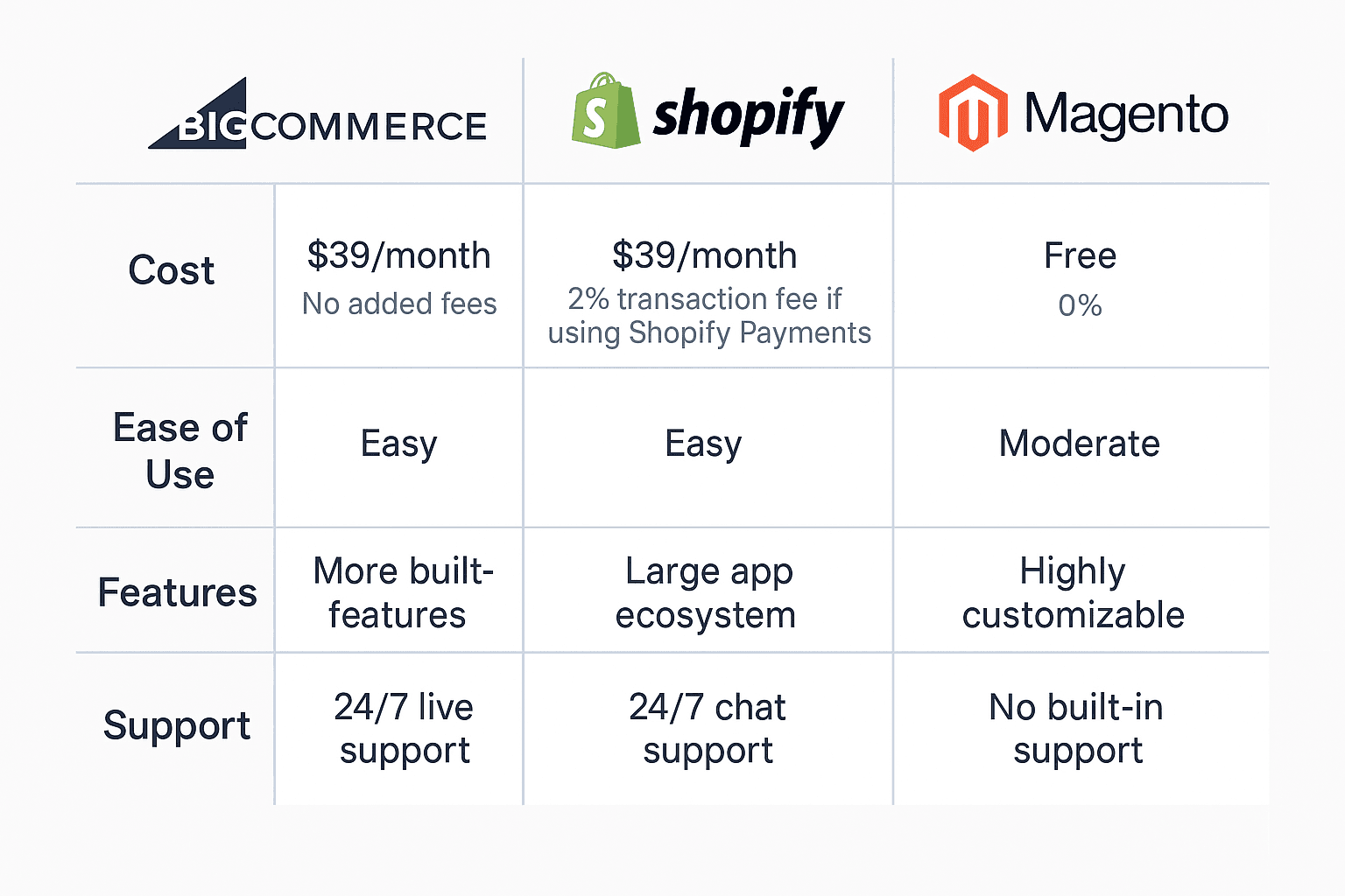 In Australia, should a small business go with Bigcommerce, Shopify or Magento?